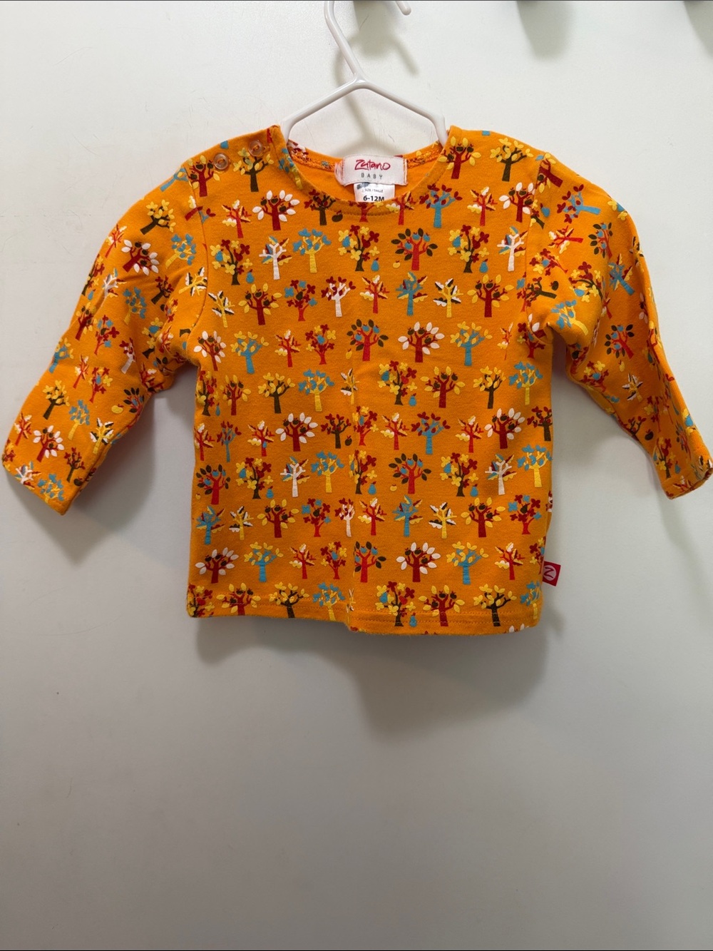 Zutano Mustard Orange Tree-Print Long Sleeve 6-12 Months Tee